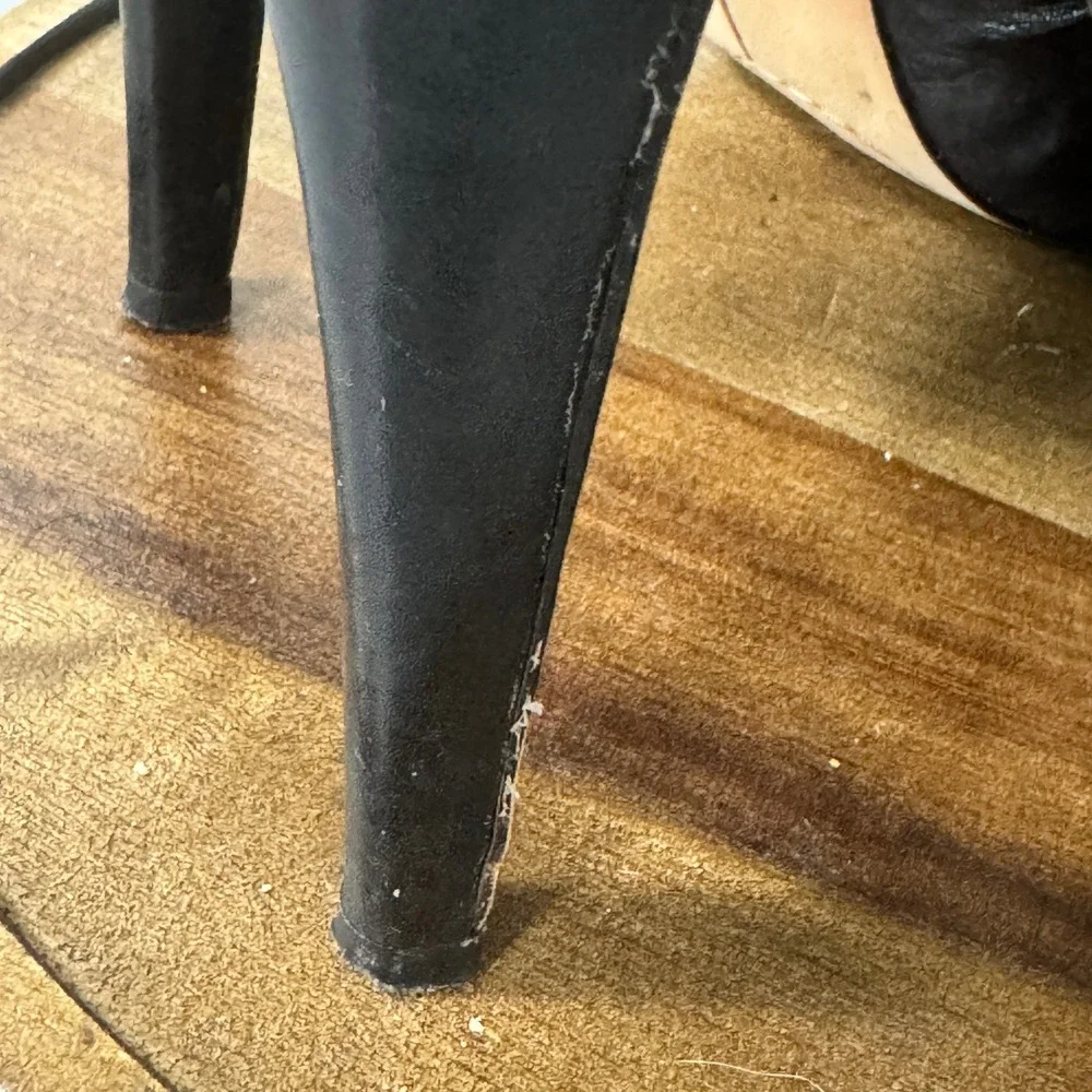 Vince Camuto Black Ruched Peep Toe Stiletto Heel Booties Ankle Boots Size 6.5